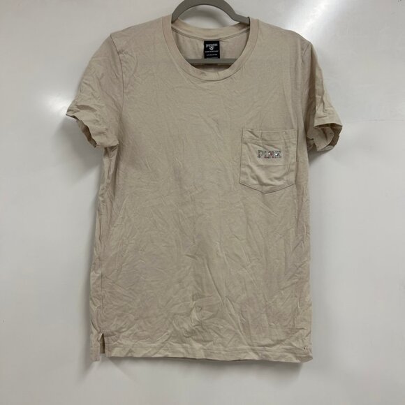 0357 💫 Victoria’s Secret PINK Y2K Sequin Logo Pocket Tee Y2K college grunge 💫 - Picture 2 of 11
